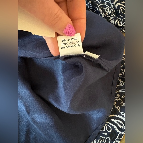 Chan Luu Navy and White Paisley Long Sleeve Dress Size Small - Picture 4 of 12